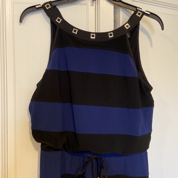 Blue and Black WHBM Drawstring Waist Dress - Size XS - Picture 2 of 6